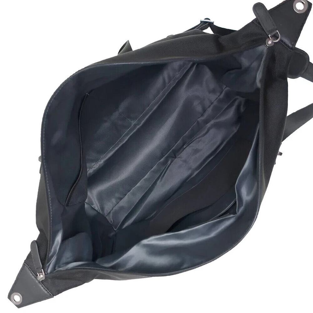 Boconi Ballistic Nylon Weekend Duffel Bag Nappa Leather Trim Black NWT $379 - Picture 6 of 15